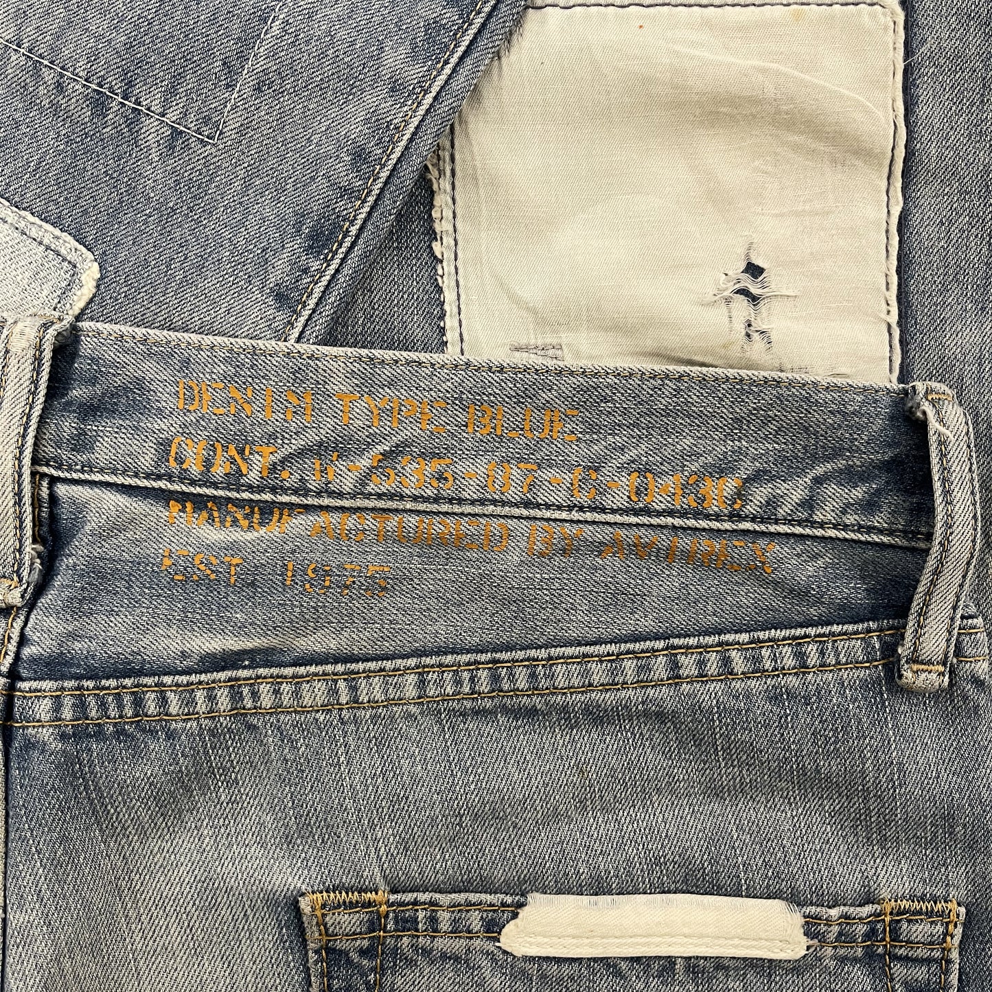 Avirex Type Blue Distressed Boro Jeans - W32"