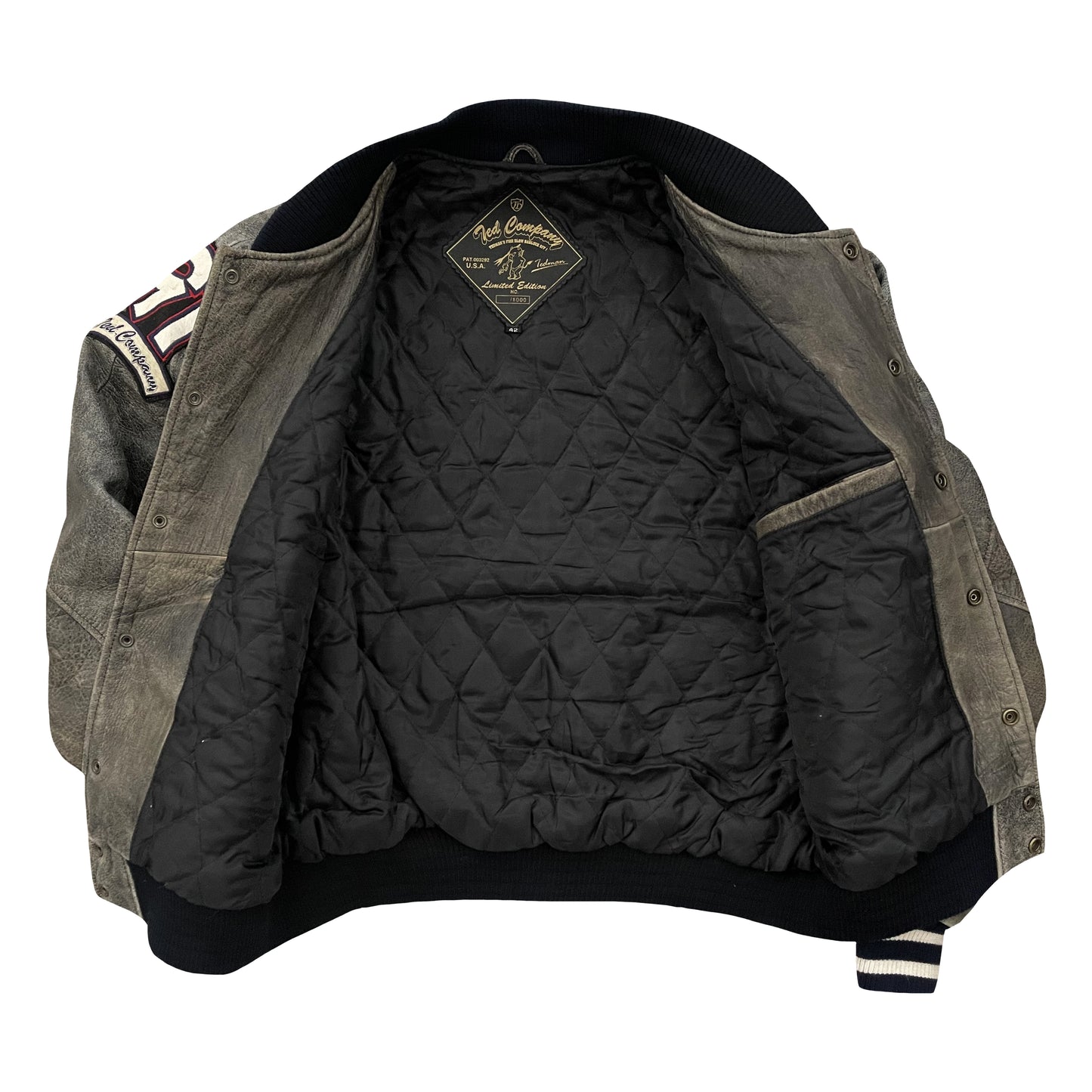 Tedman's Acid Wash Leather Varsity Jacket - L