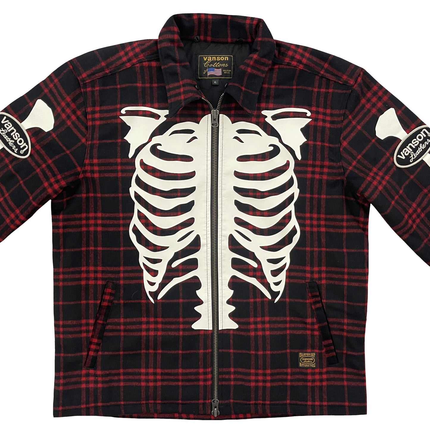 Vanson Leathers Skeleton Check Overshirt Jacket