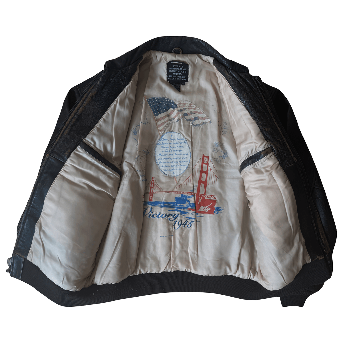 Avirex 'My Aim Is True' 1989 A2 Leather Flight Jacket - M / L