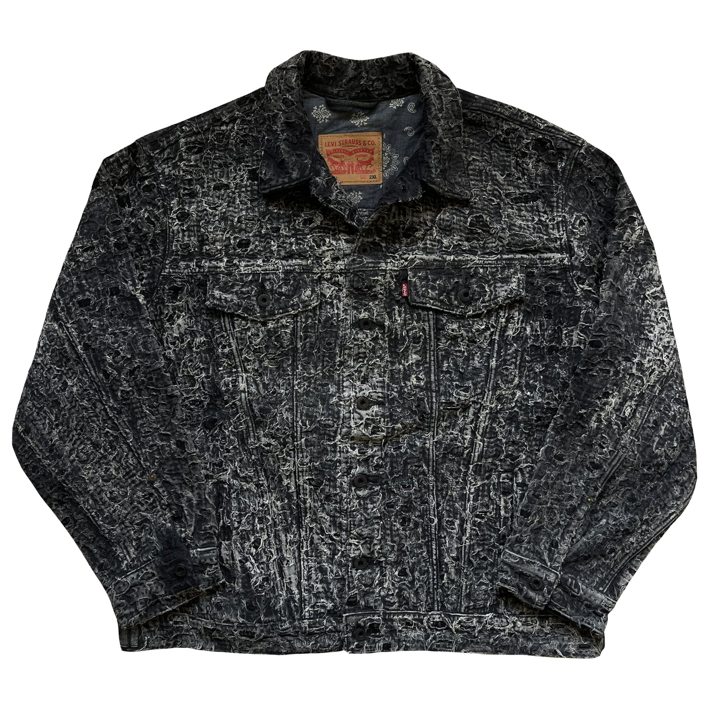 Boro Sashiko Distressed Denim Trucker Jacket - XXL