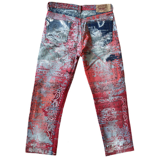 Boro Bandana Sashiko Distressed Jeans - W32"