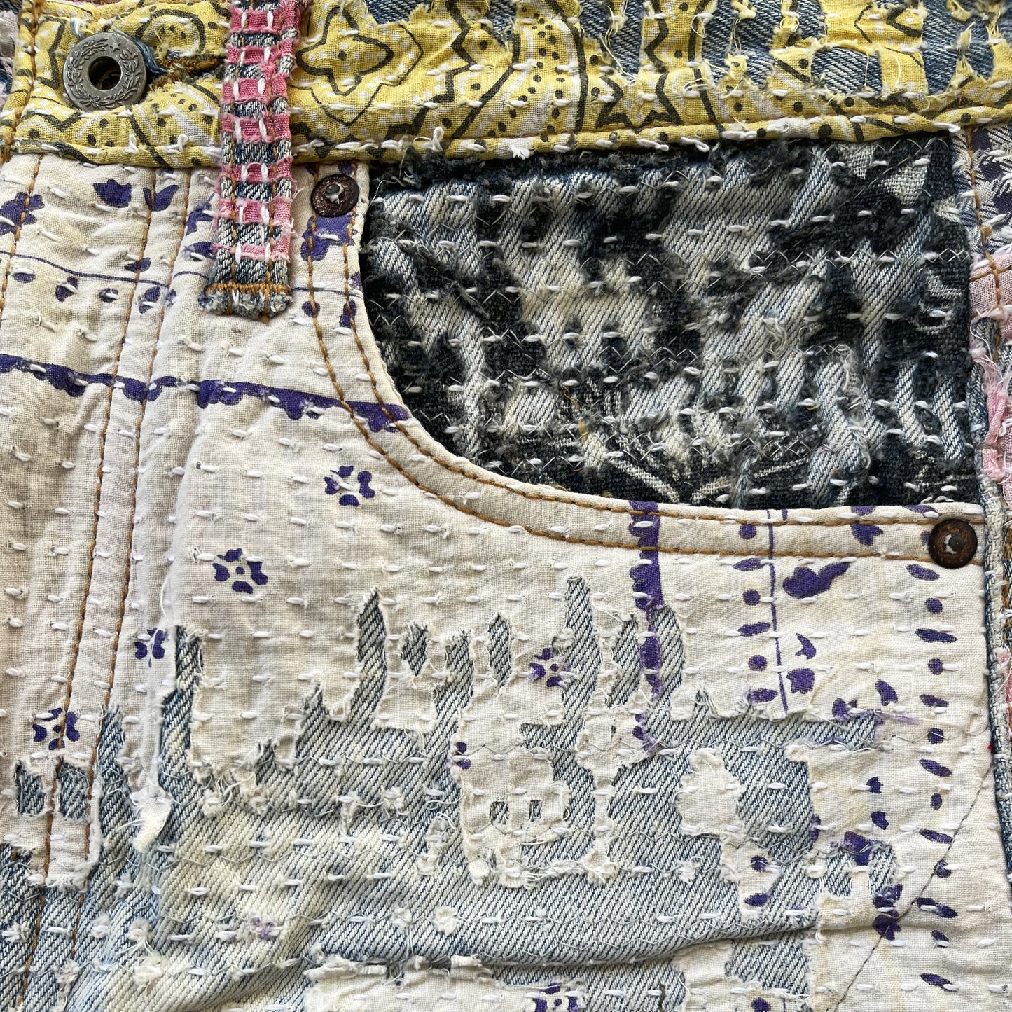 Boro Bandana Sashiko Distressed Jeans - W30"