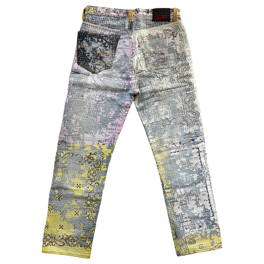 Boro Bandana Sashiko Distressed Jeans - W30"