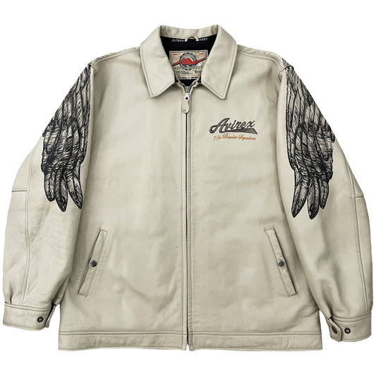 Avirex Leather Angel Wing Painted Jacket