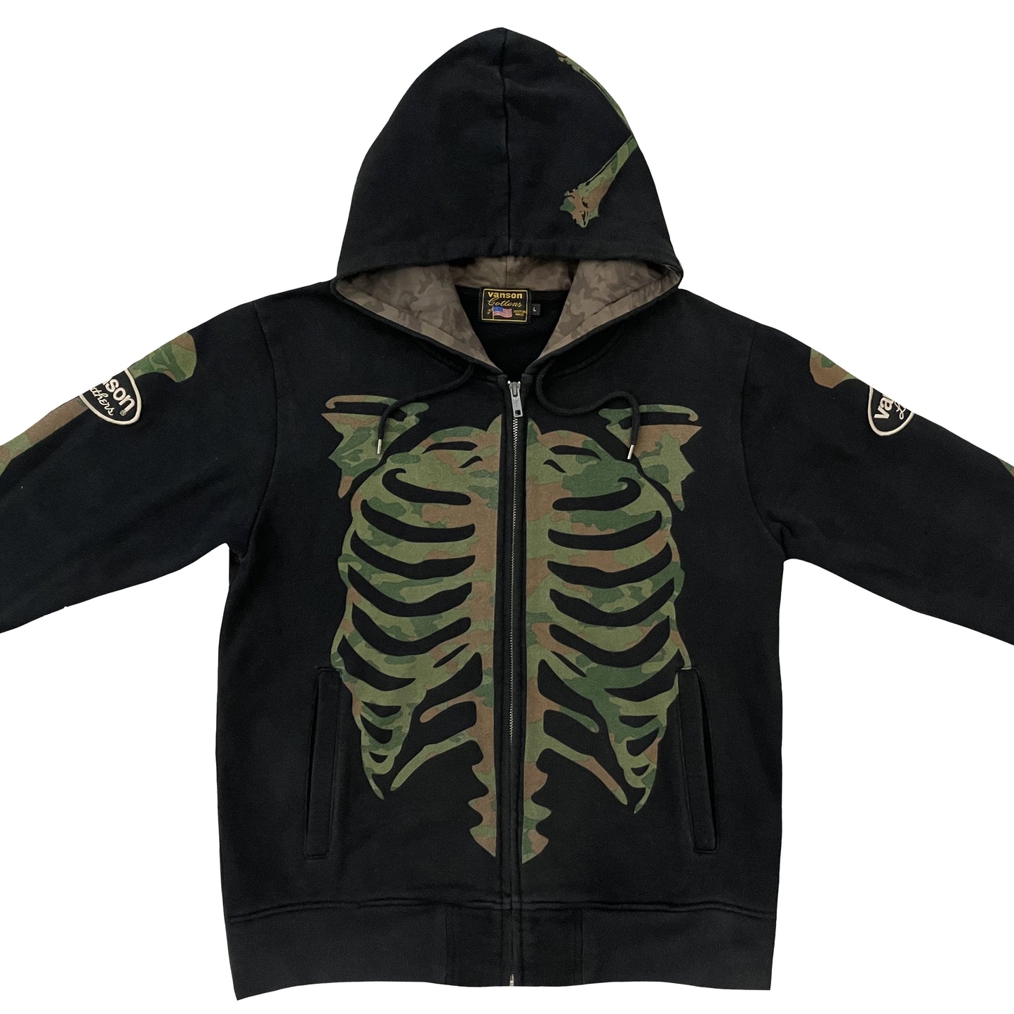 Vanson Leathers Camo Skeleton Hoodie - M