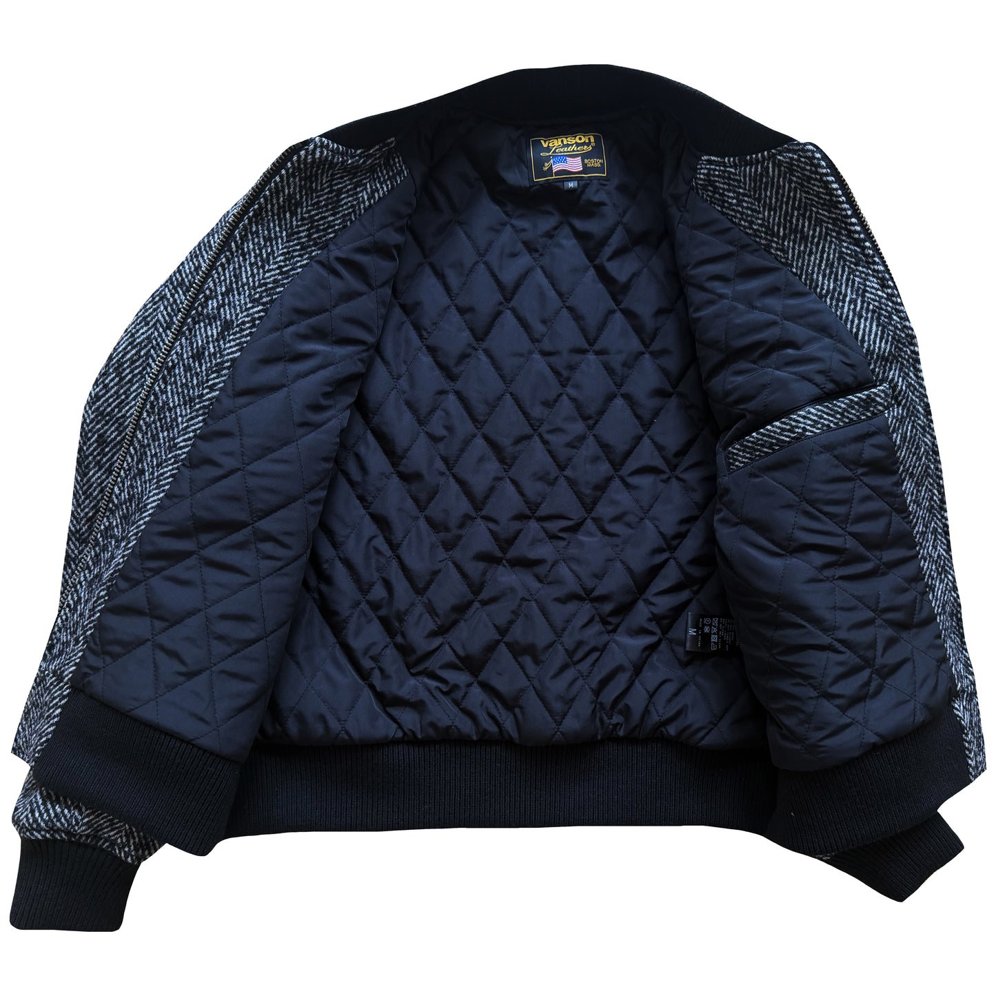 Vanson Leathers Tweed Wool Bomber Jacket - M