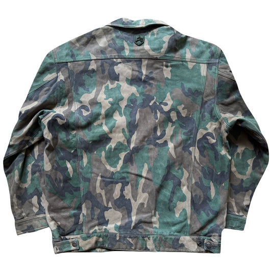 Avirex Camouflage Leather Trucker Jacket - XL