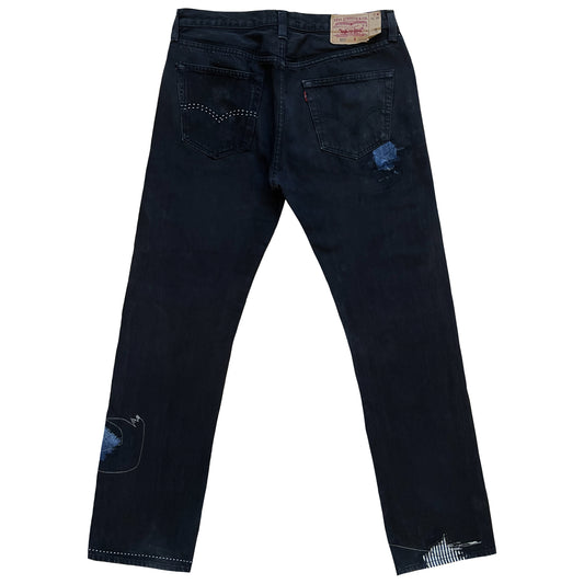 Boro Patchwork Sashiko Embroidered Jeans - W34"