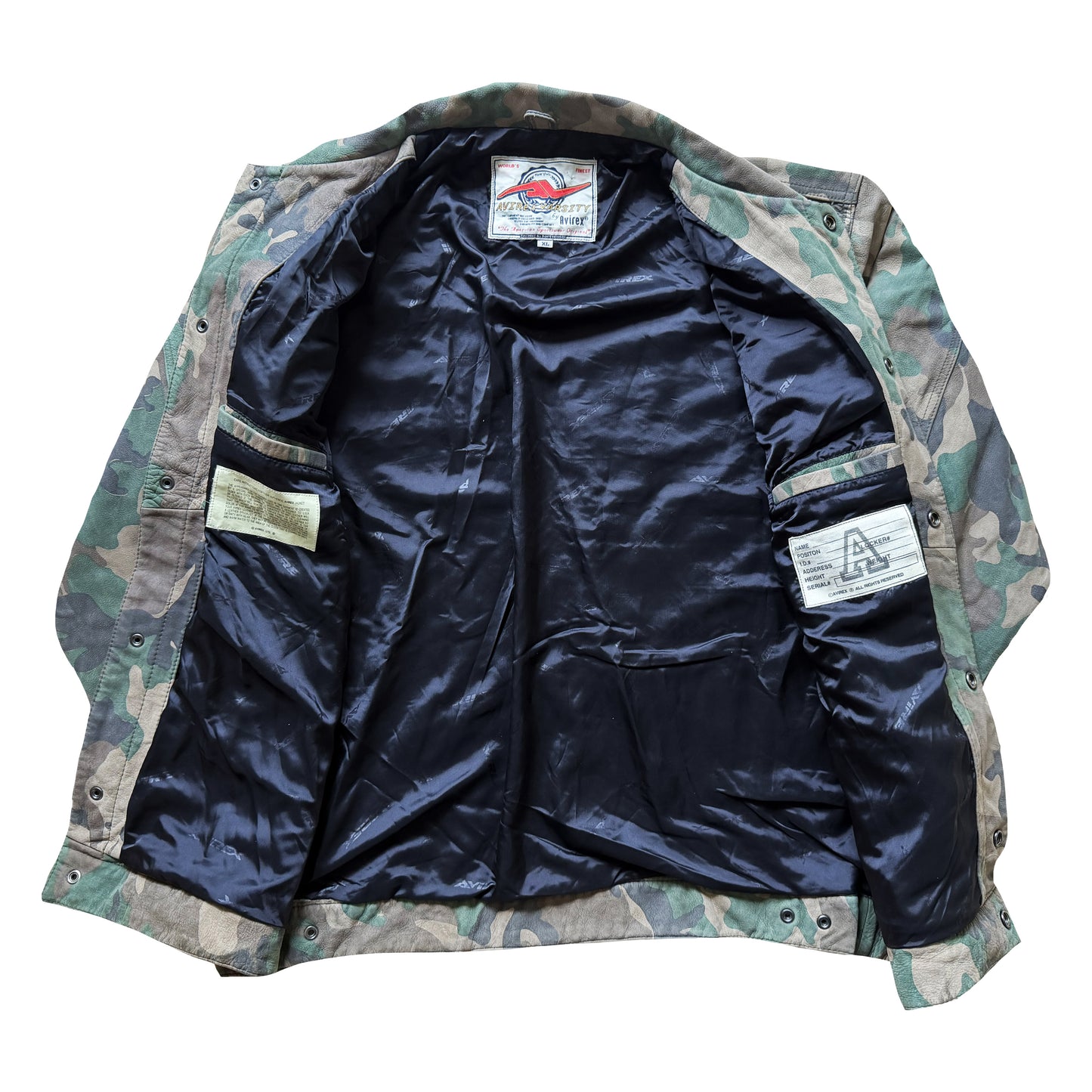 Avirex Camouflage Leather Trucker Jacket - XL