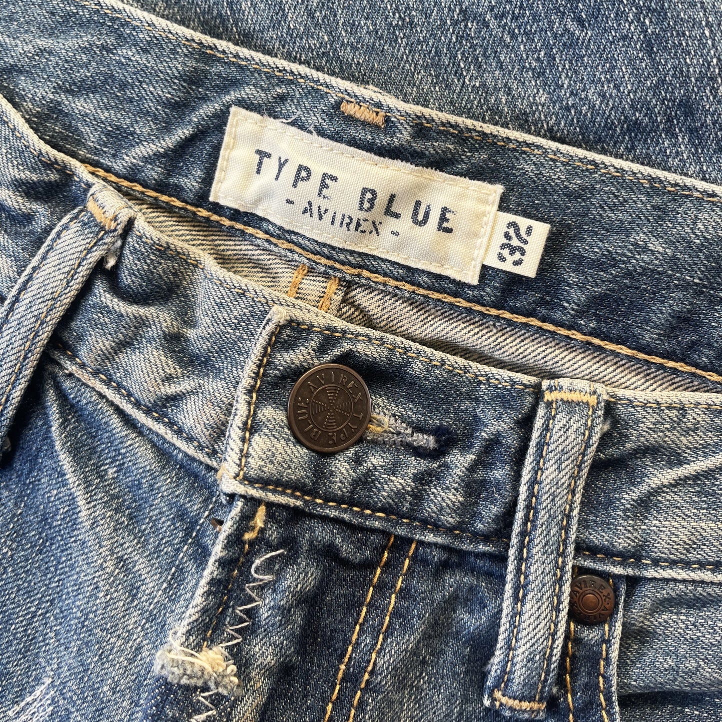 Avirex Type Blue Distressed Boro Jeans - W32"
