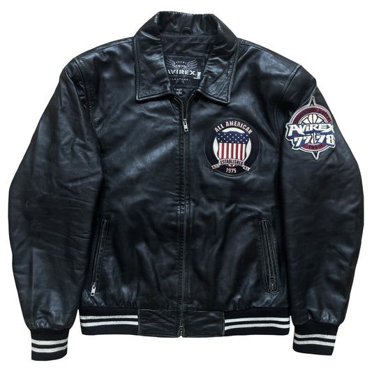 Avirex 'Ice Tigers' Leather Varsity Jacket - L