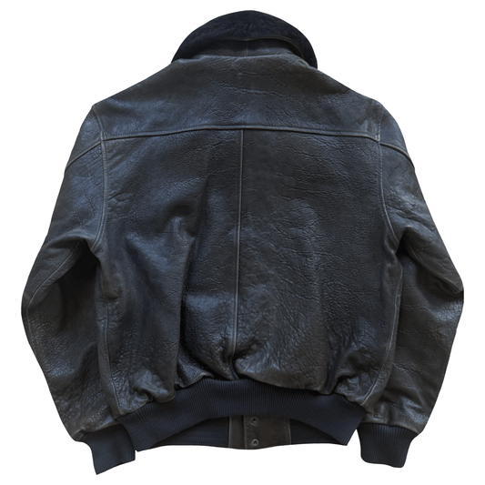 Avirex A2 Lambskin Leather Flight Jacket Boa Collar - L