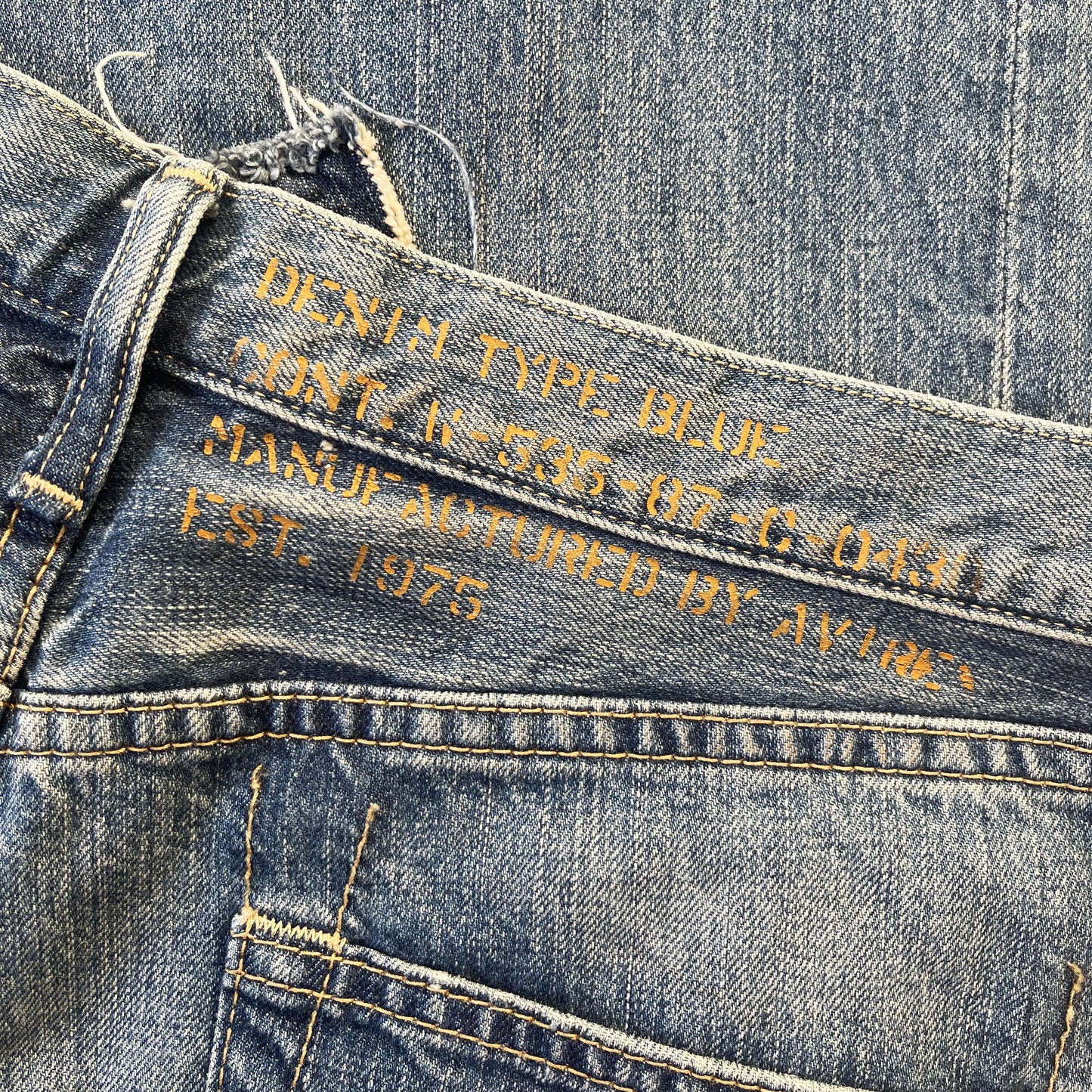 Avirex Type Blue Distressed Boro Jeans - W32"