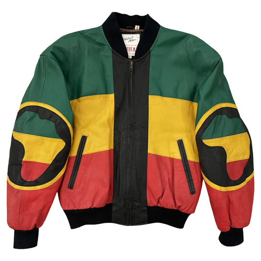 Michael Hoban WHEREMI 1991 Rasta Leather Jacket - S