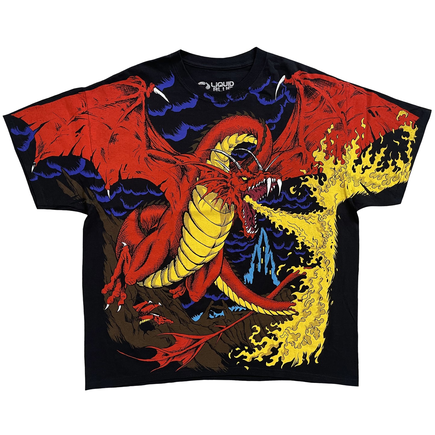 Liquid Blue Dark Fantasy Firing Dragon T-Shirt