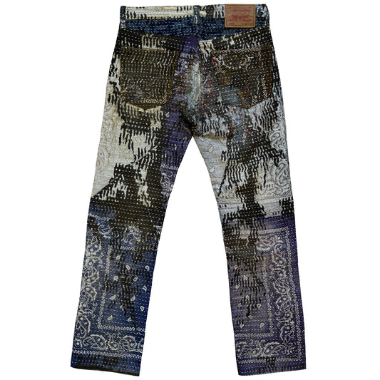 Boro Patchwork Sashiko Distressed Jeans - W32"