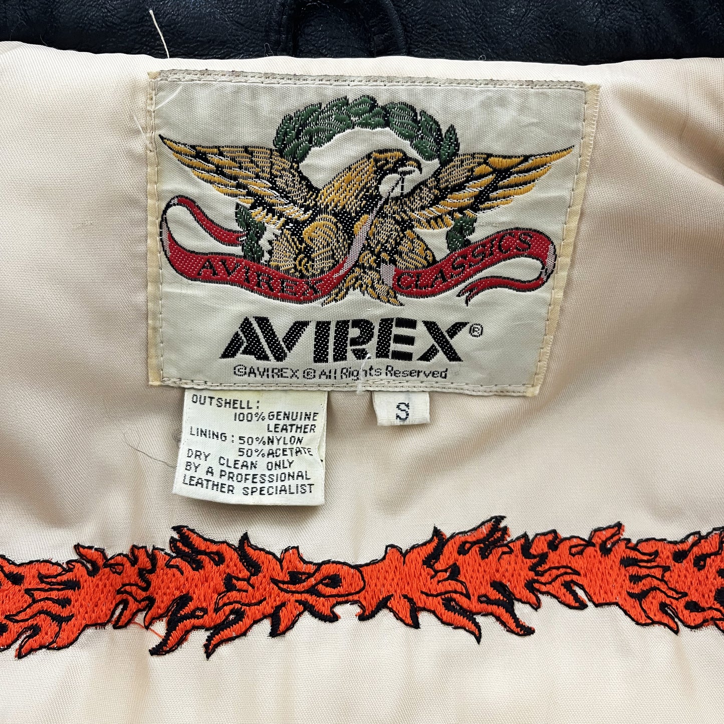 Avirex Leather Biker Motorcycle Jacket - S