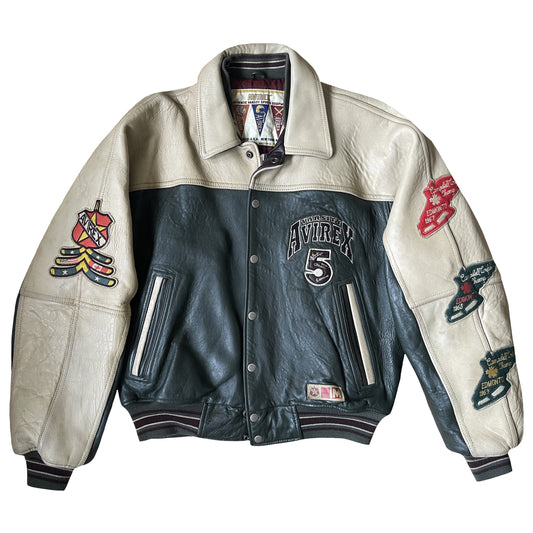 Avirex Wild Bears Leather Varsity Jacket - M