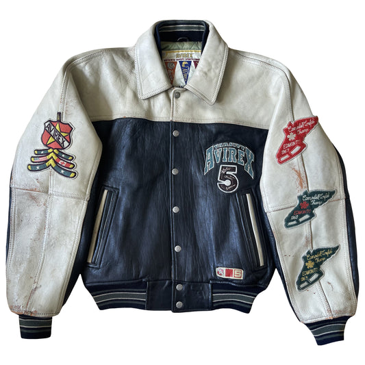 Avirex Wild Bears Leather Varsity Jacket - S