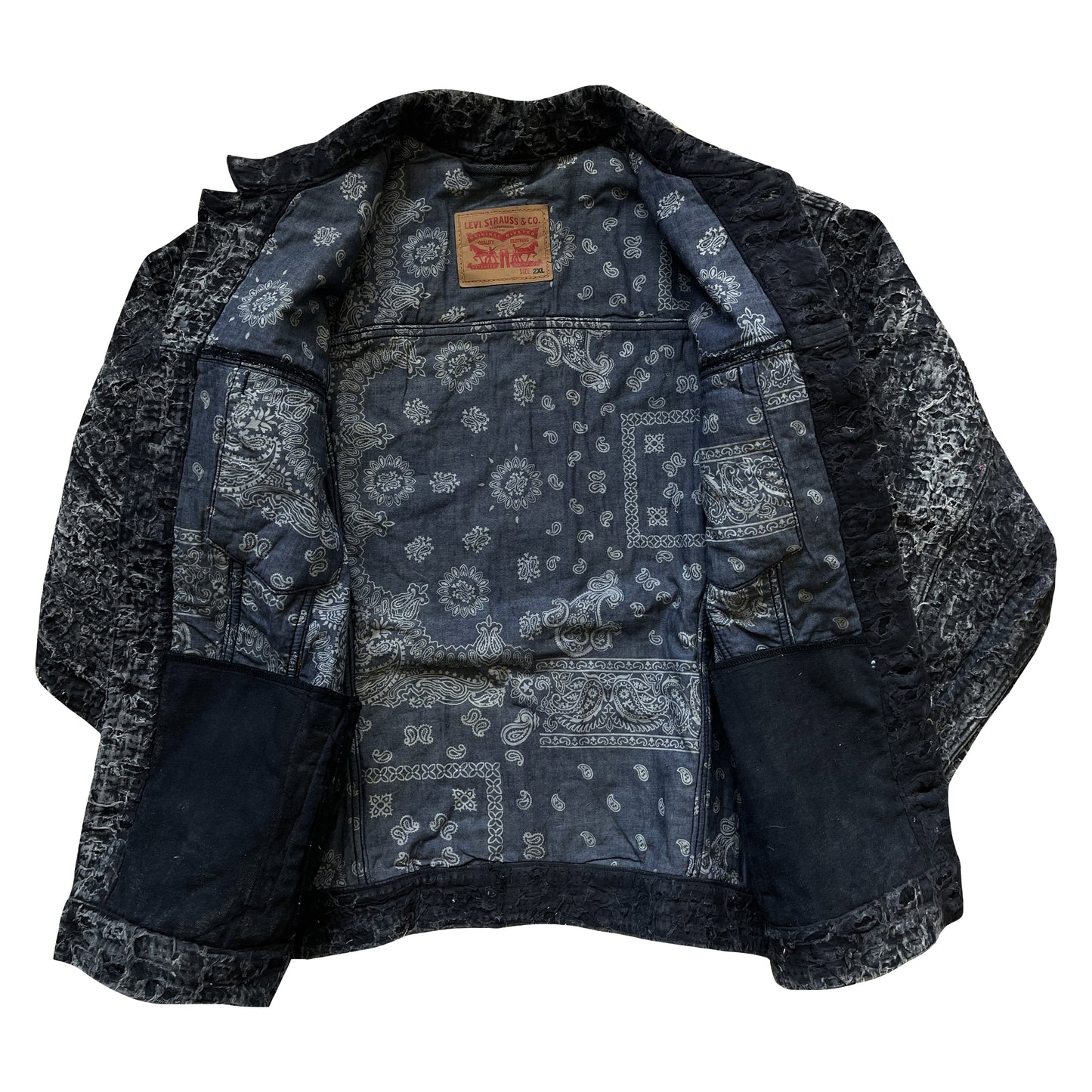 Boro Sashiko Distressed Denim Trucker Jacket