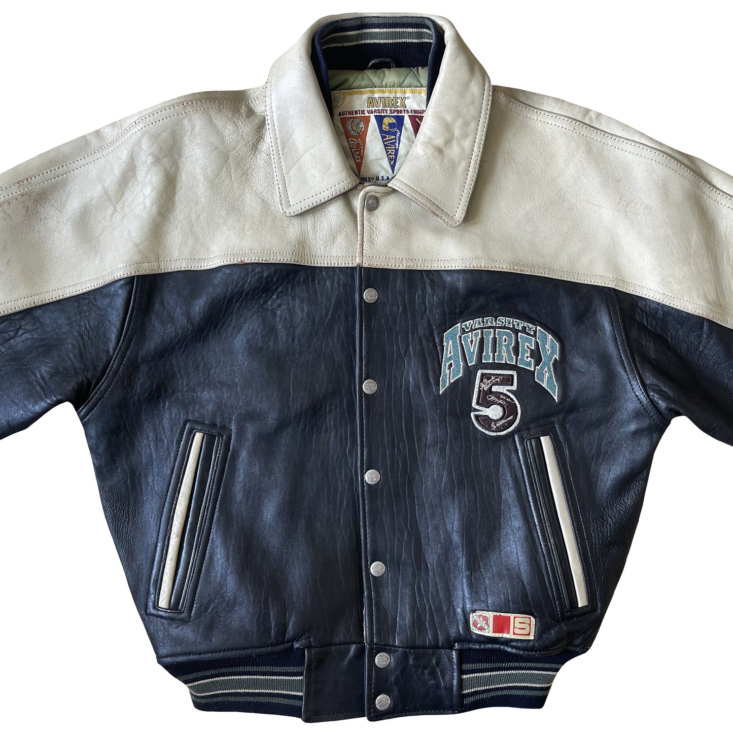 Avirex Wild Bears Leather Varsity Jacket - S
