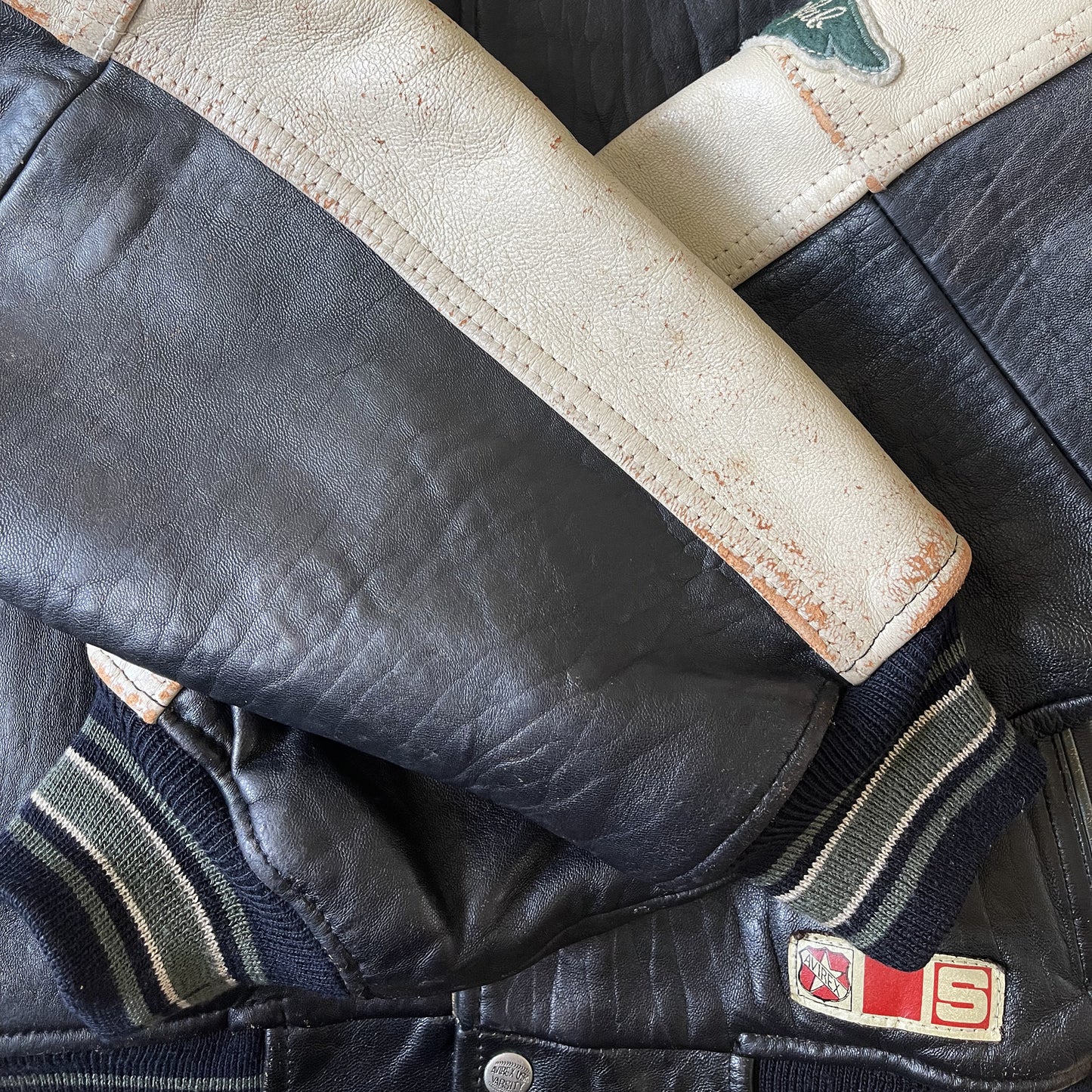Avirex Wild Bears Leather Varsity Jacket - S