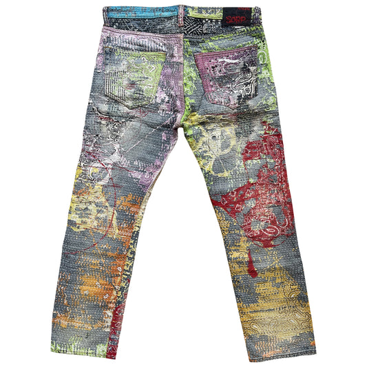 Boro Bandana Sashiko Distressed Jeans - W34"
