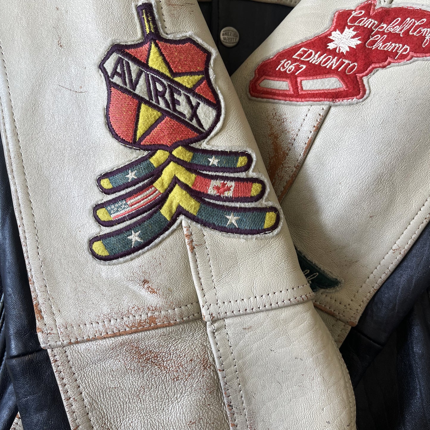 Avirex Wild Bears Leather Varsity Jacket - S