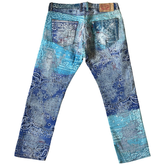 Boro Bandana Sashiko Distressed Jeans - W36"