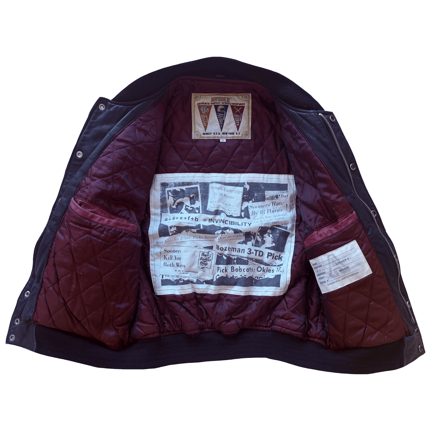 Avirex Bobcats Leather Varsity Jacket - S