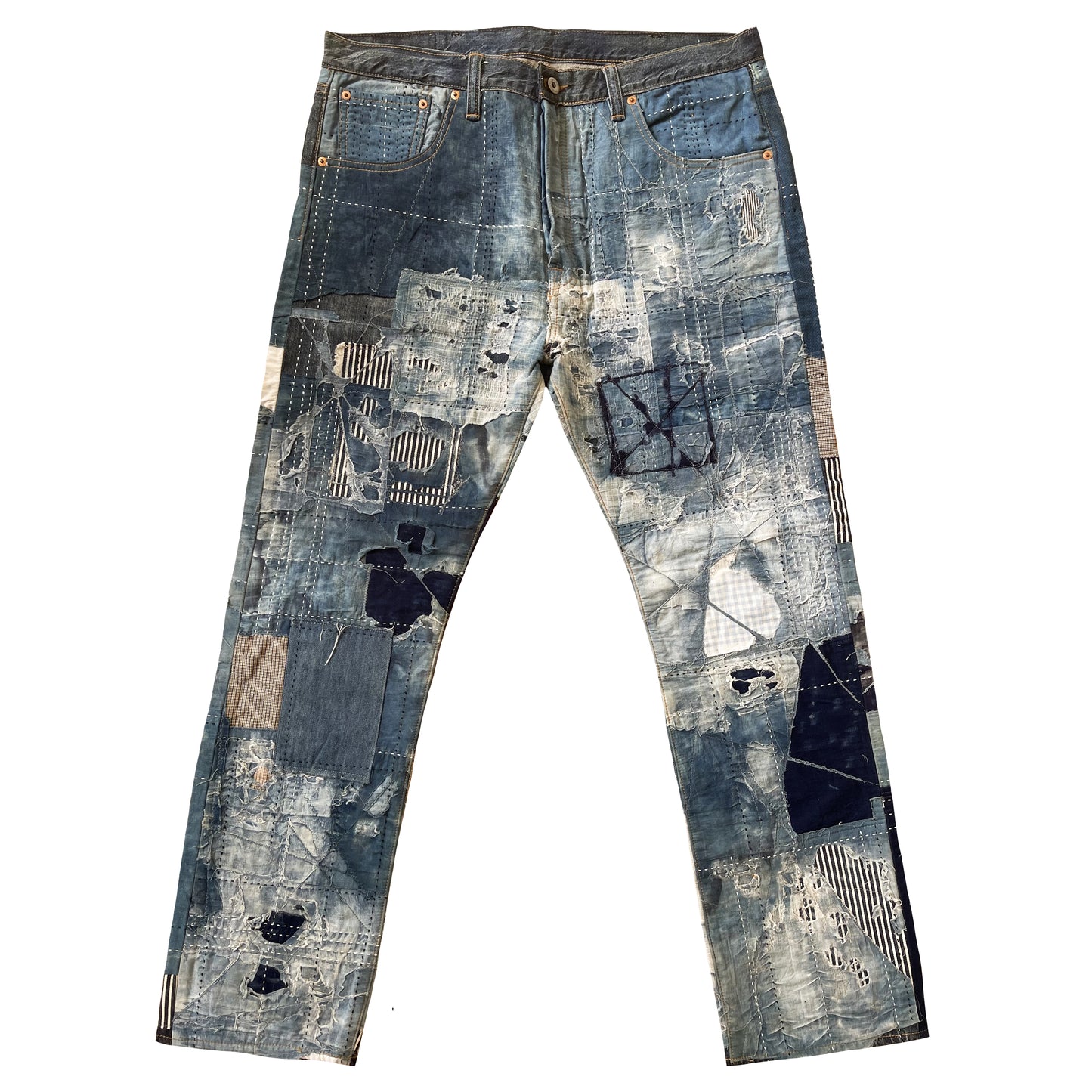 Boro Sashiko Distressed 501 Jeans - W36"