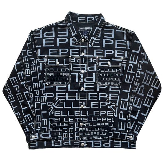 Pelle Pelle Script Full Print Denim Jacket - XL