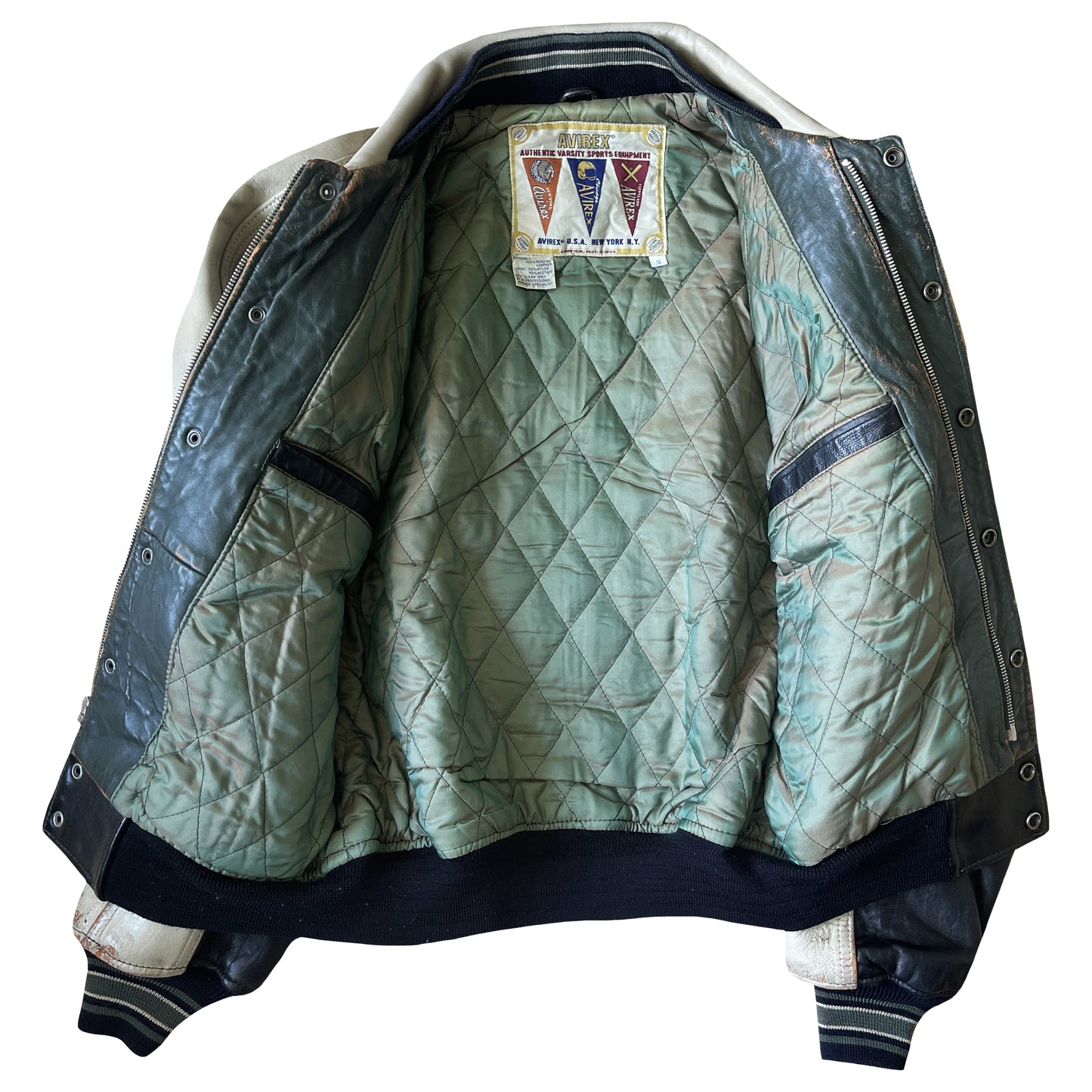 Avirex Wild Bears Leather Varsity Jacket - S