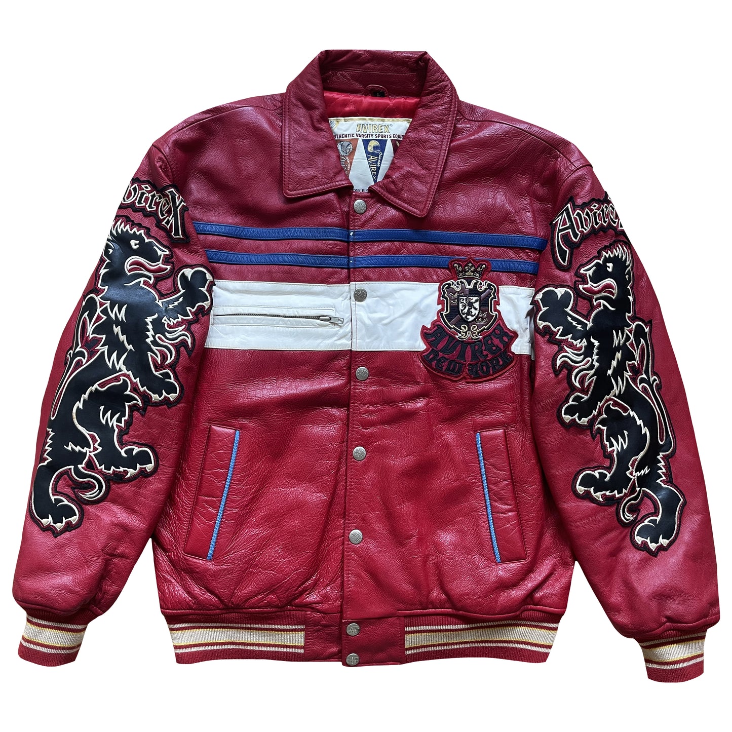 Avirex Lions Leather Varsity Jacket - L