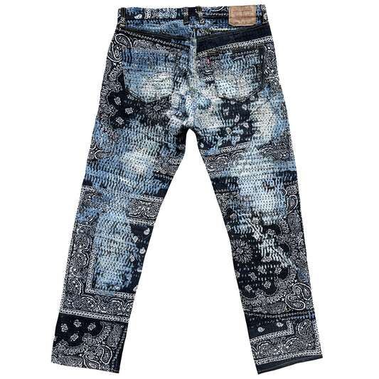 Boro Patchwork Sashiko Distressed Jeans - W34"