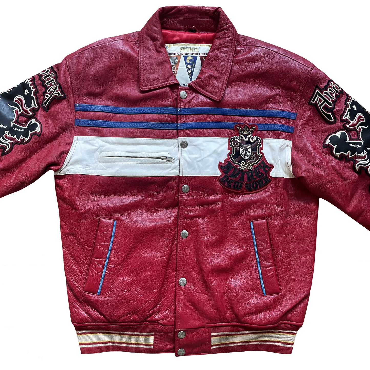 Avirex Lions Leather Varsity Jacket - L