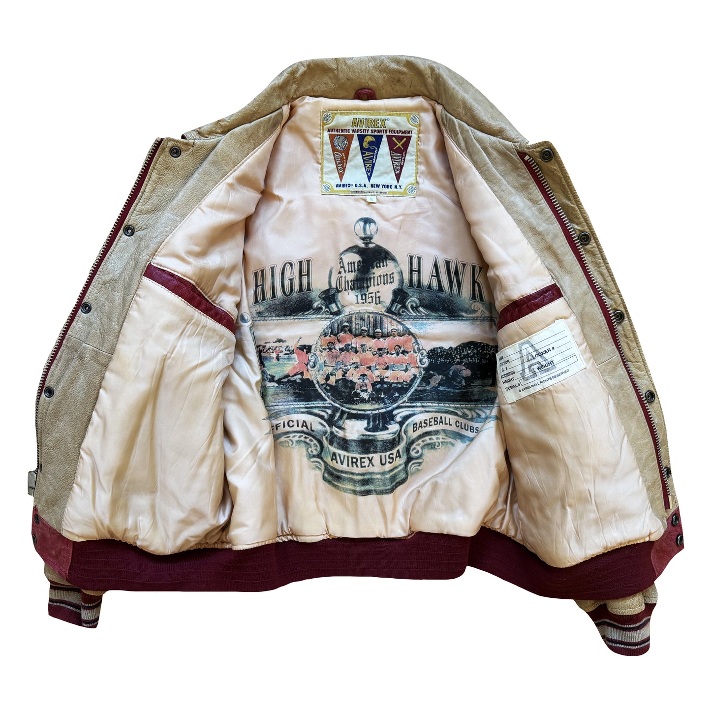 Avirex 'Chief High Hawk' Leather Varsity Jacket - S