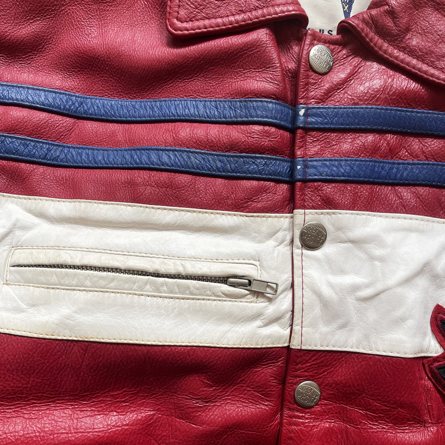Avirex Lions Leather Varsity Jacket - L