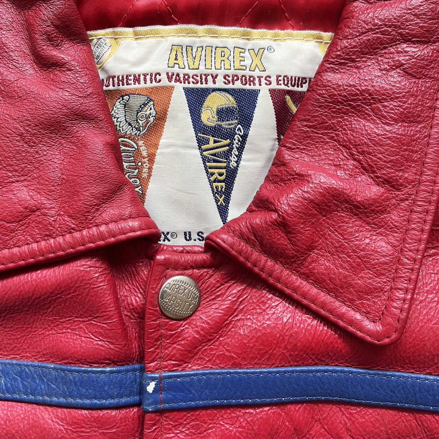 Avirex Lions Leather Varsity Jacket - L