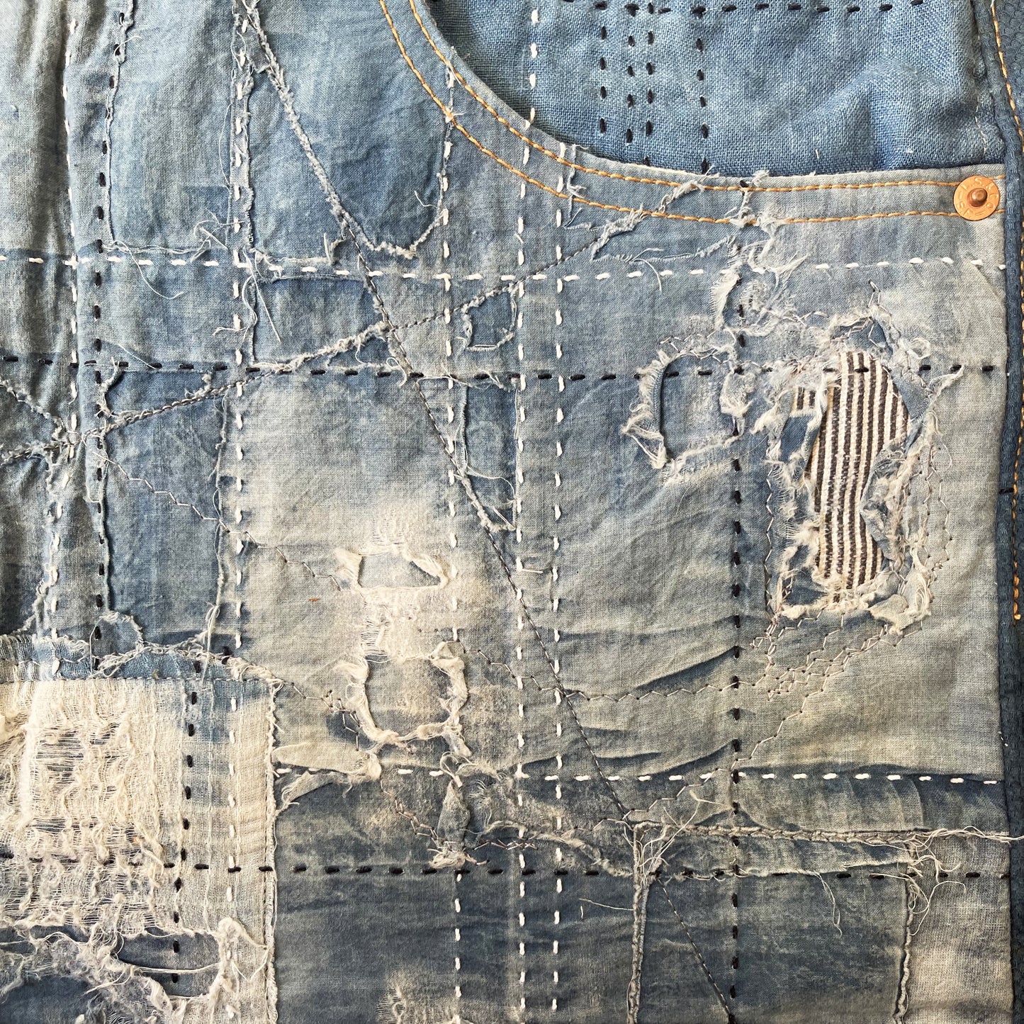 Boro Sashiko Distressed 501 Jeans - W36"