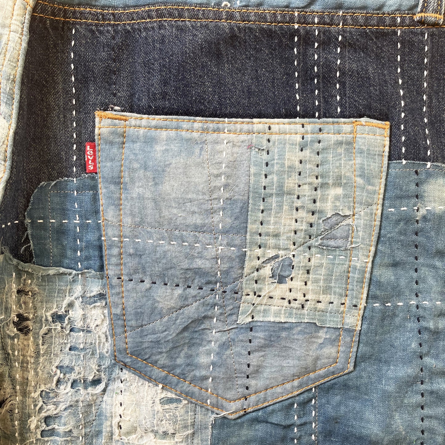 Boro Sashiko Distressed 501 Jeans - W36"