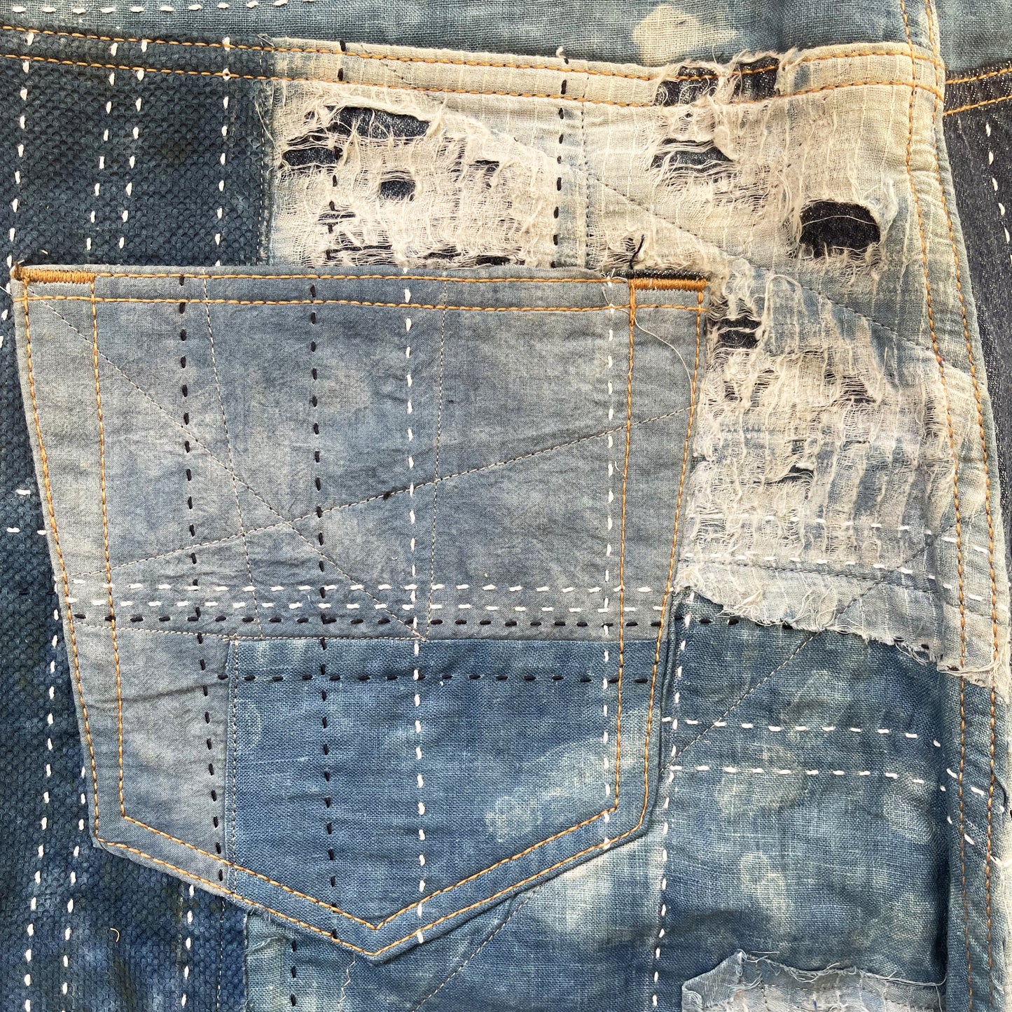Boro Sashiko Distressed 501 Jeans - W36"