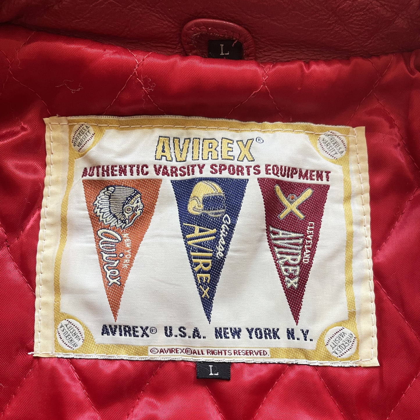 Avirex Lions Leather Varsity Jacket - L