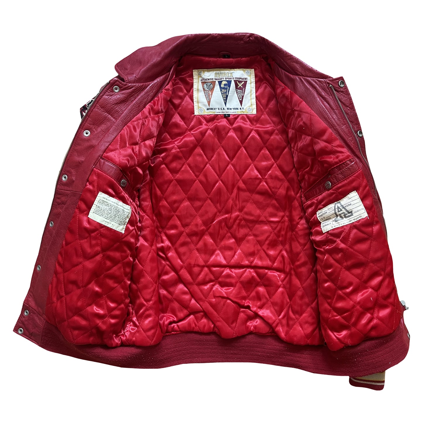 Avirex Lions Leather Varsity Jacket - L