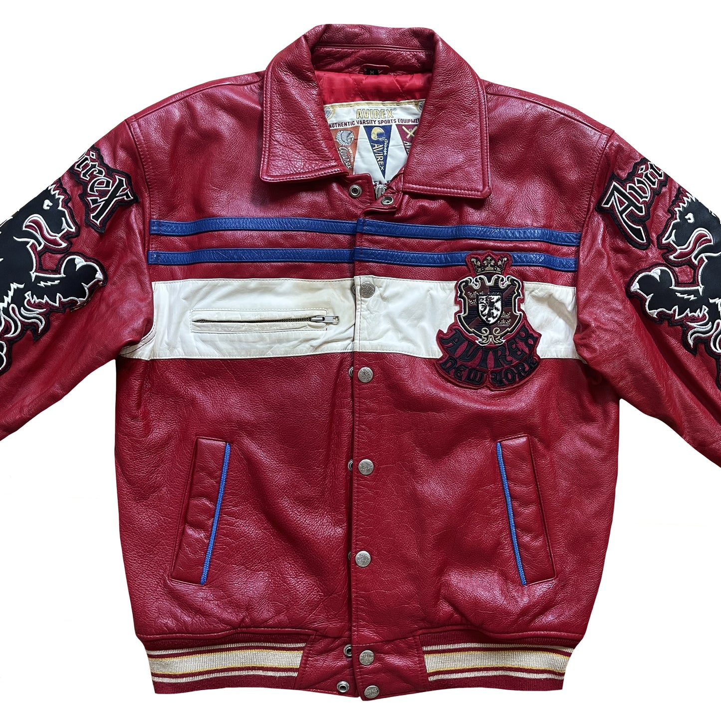 Avirex Lions Leather Varsity Jacket - M