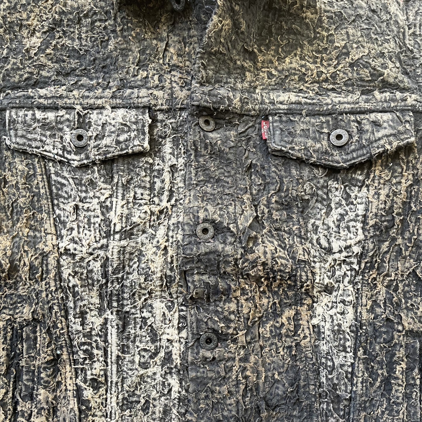 Boro Sashiko Distressed Denim Trucker Jacket - L