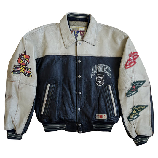 Avirex Wild Bears Leather Varsity Jacket - M