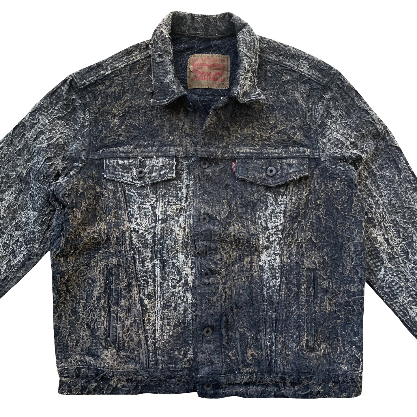 Boro Sashiko Distressed Denim Trucker Jacket - L