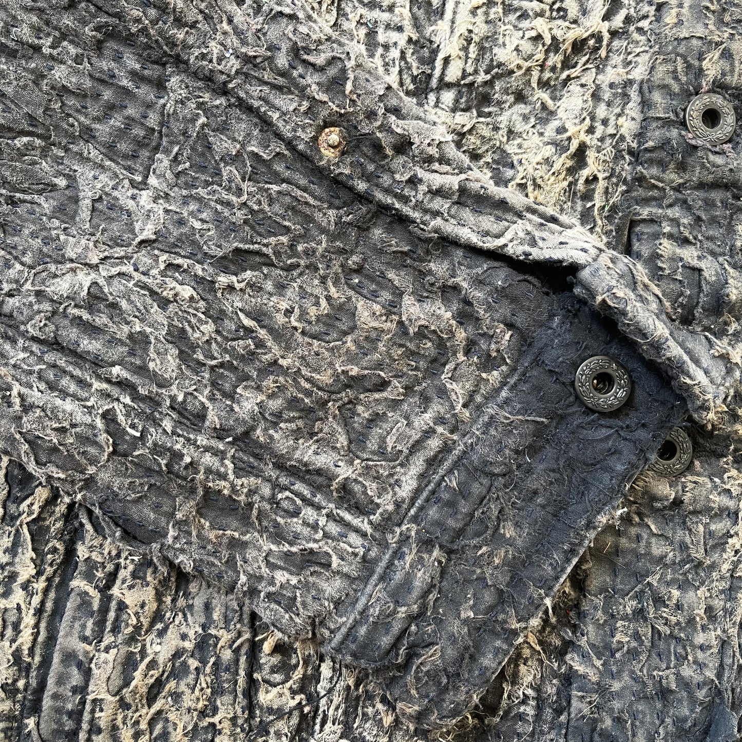 Boro Sashiko Distressed Denim Trucker Jacket - L